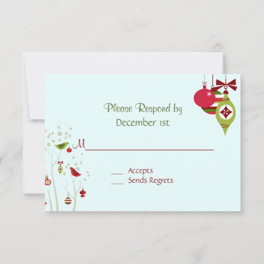 Kerst Winter Vogels Huwelijk RSVP Kaarten Kaartje (Achterkant)