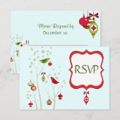 Kerst Winter Vogels Huwelijk RSVP Kaarten Kaartje (Voorkant / Achterkant)