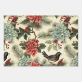 Kerst Winter Vogels Rustieke Decoupage Vintage Inpakpapier Vel (Voorkant 2)