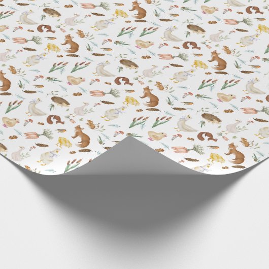 Kerst Winter Vos Konijn Eend Inpakpapier (Hoek)