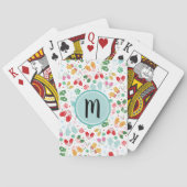 Kerst Winter wanten Snoep Patroon Monogram Pokerkaarten (Achterkant)