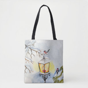 Kerst winter waterverf landschap tote bag
