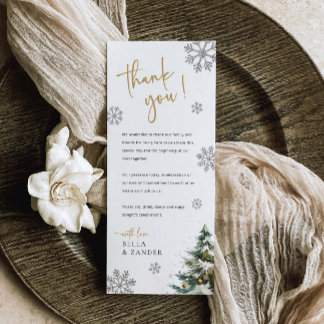 Kerst Winter Wedding Bedankt Place Card Menu