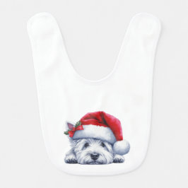 Kerst Winter Westie Baby Bijter Slabbetje