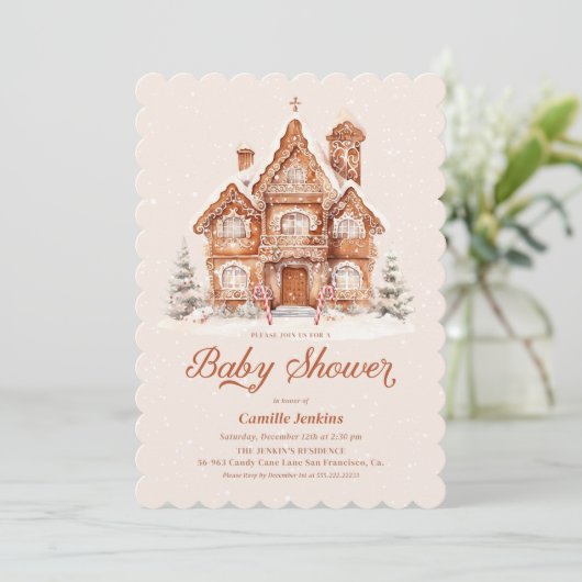 Kerst Winter Wonderland Baby shower Kaart (Staand voorkant)