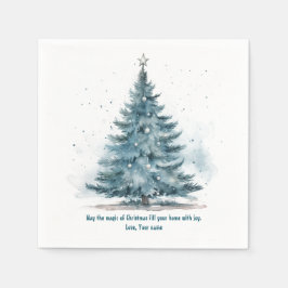 Kerst Winter Wonderland Blauwe Boom Papier Servet