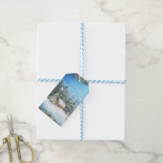 Kerst Winter Wonderland Cadeaulabel (Met Touw)