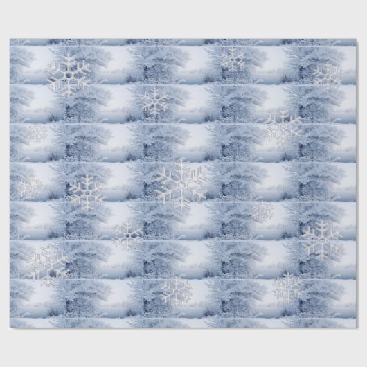 Kerst Winter Wonderland Glas Sneeuwvlokken  Cadeaupapier (Vlak)