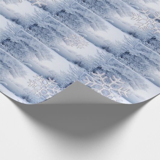 Kerst Winter Wonderland Glas Sneeuwvlokken Cadeaupapier (Hoek)
