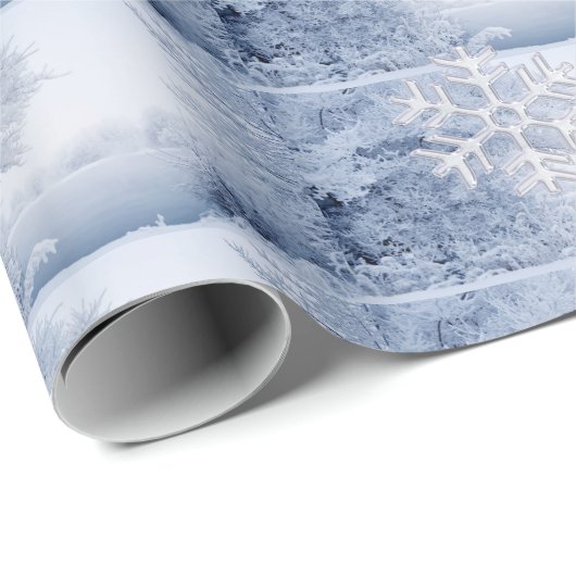 Kerst Winter Wonderland Glas Sneeuwvlokken  Cadeaupapier (Rol Hoek)