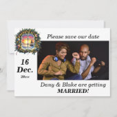 Kerst Winter Wonderland Krans Foto Save The Date (Voorkant)