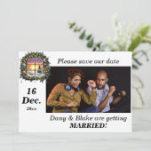 Kerst Winter Wonderland Krans Foto Save The Date (Staand voorkant)