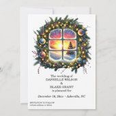 Kerst Winter Wonderland Krans Foto Save The Date (Achterkant)