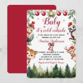 Kerst Winter Woodland Dieren Baby shower Kaart (Voorkant / Achterkant)