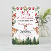 Kerst Winter Woodland Dieren Baby shower Kaart (Staand voorkant)