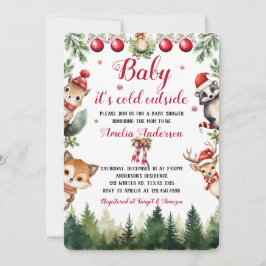 Kerst Winter Woodland Dieren Baby shower Kaart
