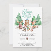 Kerst Winter Woodland Dieren Baby shower Kaart (Voorkant)