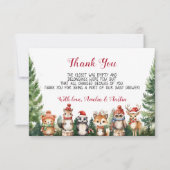 Kerst Winter Woodland Dieren Bedankkaart (Voorkant)