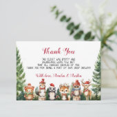 Kerst Winter Woodland Dieren Bedankkaart (Staand voorkant)