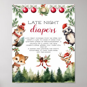 Kerst Winter Woodland Dieren Poster