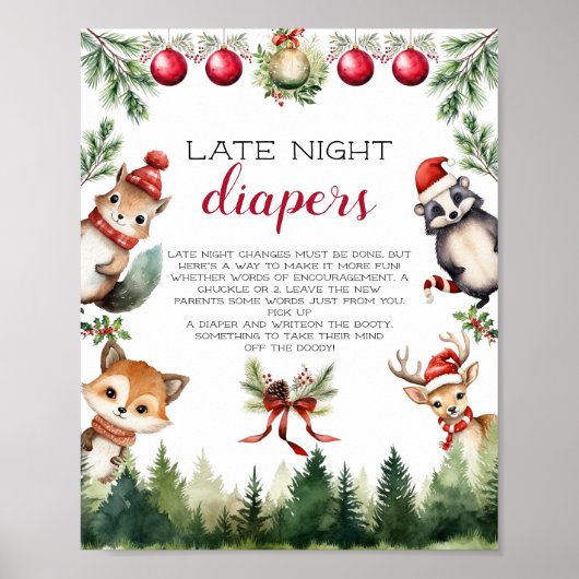 Kerst Winter Woodland Dieren Poster (Voorkant)