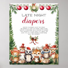 Kerst Winter Woodland Dieren Poster