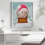 Kerst Winter Woodland Foto Sneeuw Wereldbol Poster