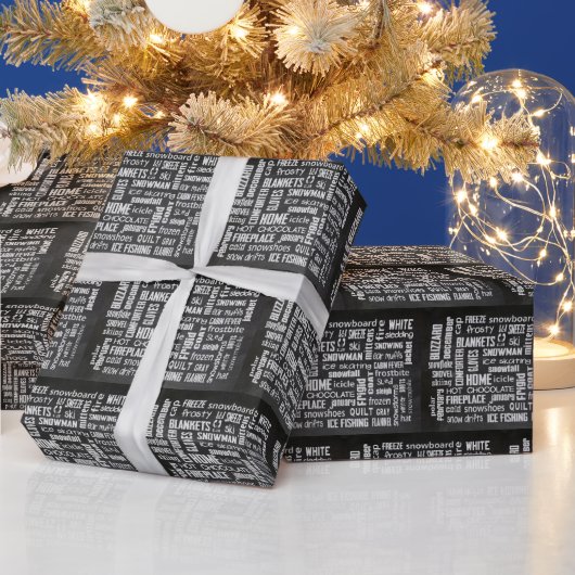 Kerst Winter Woordwolk Cadeaupapier (Feestdagen)