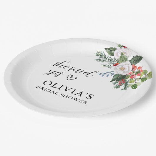 Kerst Winter Ze zei ja Bruidsfeest  Papieren Bordje (Gekanteld)