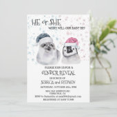 Kerst Winter Zeehond Pinguïn Geslachtsopenbaring Kaart (Staand voorkant)