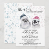 Kerst Winter Zeehond Pinguïn Geslachtsopenbaring Kaart (Voorkant / Achterkant)