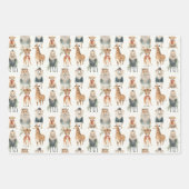 Kerst Winter Zoo Dieren in Truien Inpakpapier Vel (Voorkant 3)