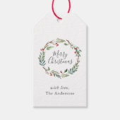 Kerst Winterbessen Krans Aangepaste Familienaam Cadeaulabel (Voorkant)