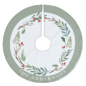 Kerst Winterbessen Krans Aangepaste Familienaam Kerstboom Rok (Voorkant)