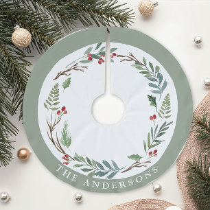 Kerst Winterbessen Krans Aangepaste Familienaam Kerstboom Rok