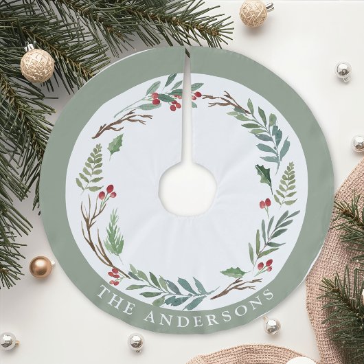 Kerst Winterbessen Krans Aangepaste Familienaam Kerstboom Rok