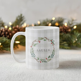 Kerst Winterbessen Krans Aangepaste Naam Koffiemok