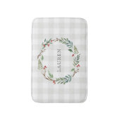 Kerst Winterbessen Krans Monogram Badmat (Voorkant Verticaal)