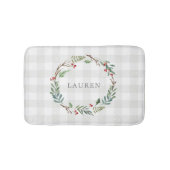 Kerst Winterbessen Krans Monogram Badmat (Voorkant)