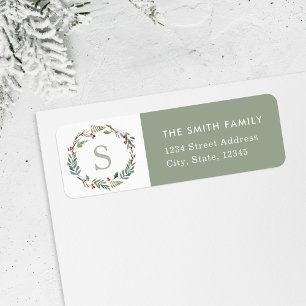 Kerst Winterbessen Krans Retouradres Etiket