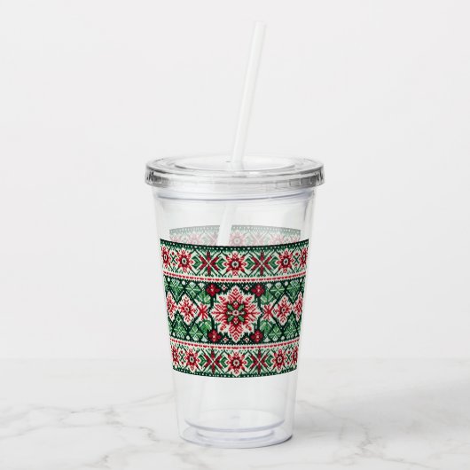 Kerst/Winterbeurs eiland rood & groen Acryl Drinkbeker (Achterkant)