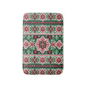 Kerst/Winterbeurs eiland rood & groen Badmat (Voorkant Verticaal)