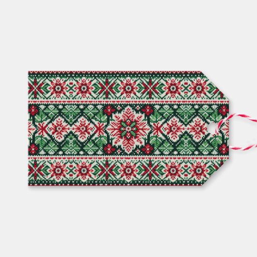 Kerst/Winterbeurs eiland rood & groen Cadeaulabel (Voorkant (Horizontaal))