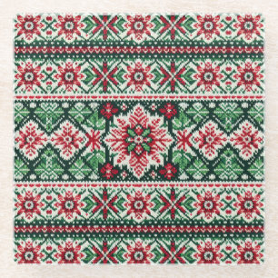 Kerst/Winterbeurs eiland rood & groen Glazen Onderzetter