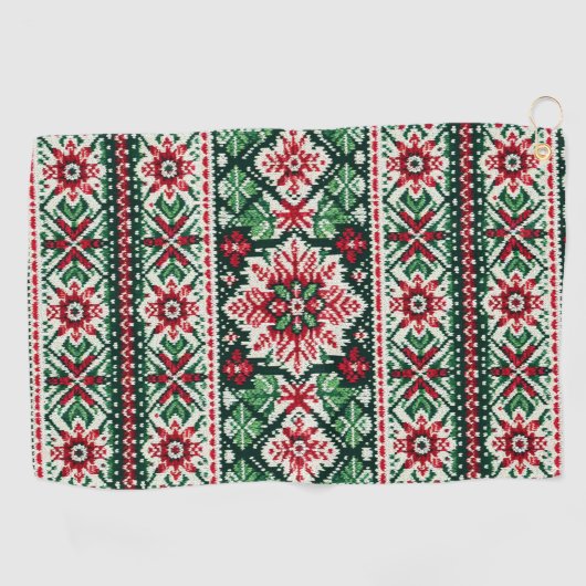 Kerst/Winterbeurs eiland rood & groen Golfhanddoek (Horizontaal)