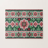 Kerst/Winterbeurs eiland rood & groen Legpuzzel (Horizontaal)