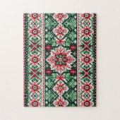 Kerst/Winterbeurs eiland rood & groen Legpuzzel (Verticaal)