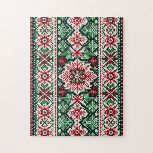 Kerst/Winterbeurs eiland rood & groen Legpuzzel (Verticaal)