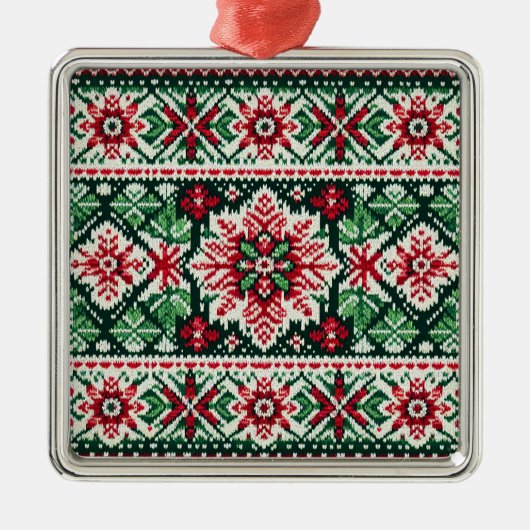 Kerst/Winterbeurs eiland rood & groen Metalen Ornament (Voorkant)