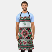 Kerst/Winterbeurs eiland rood & groen Schort (Gedragen)